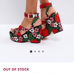 ASOS embroidered wedge heels. UK 6, US 8